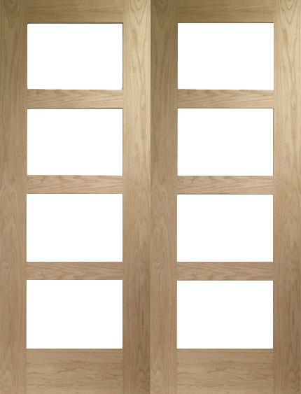 Shaker Internal Oak French Doors with Clear Glass